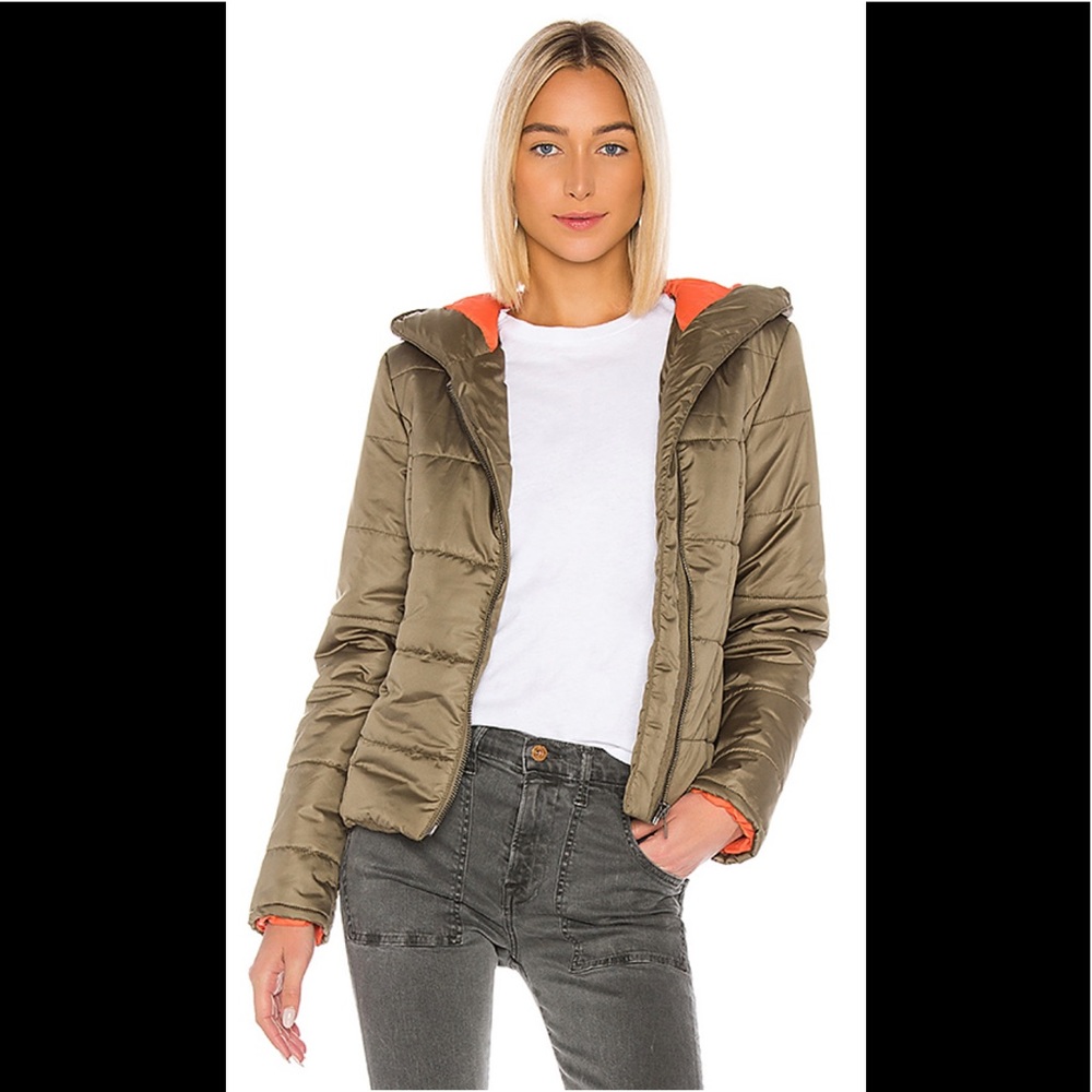 NSF Ollie Hooded Puffer Jacket Army Green SZ LG